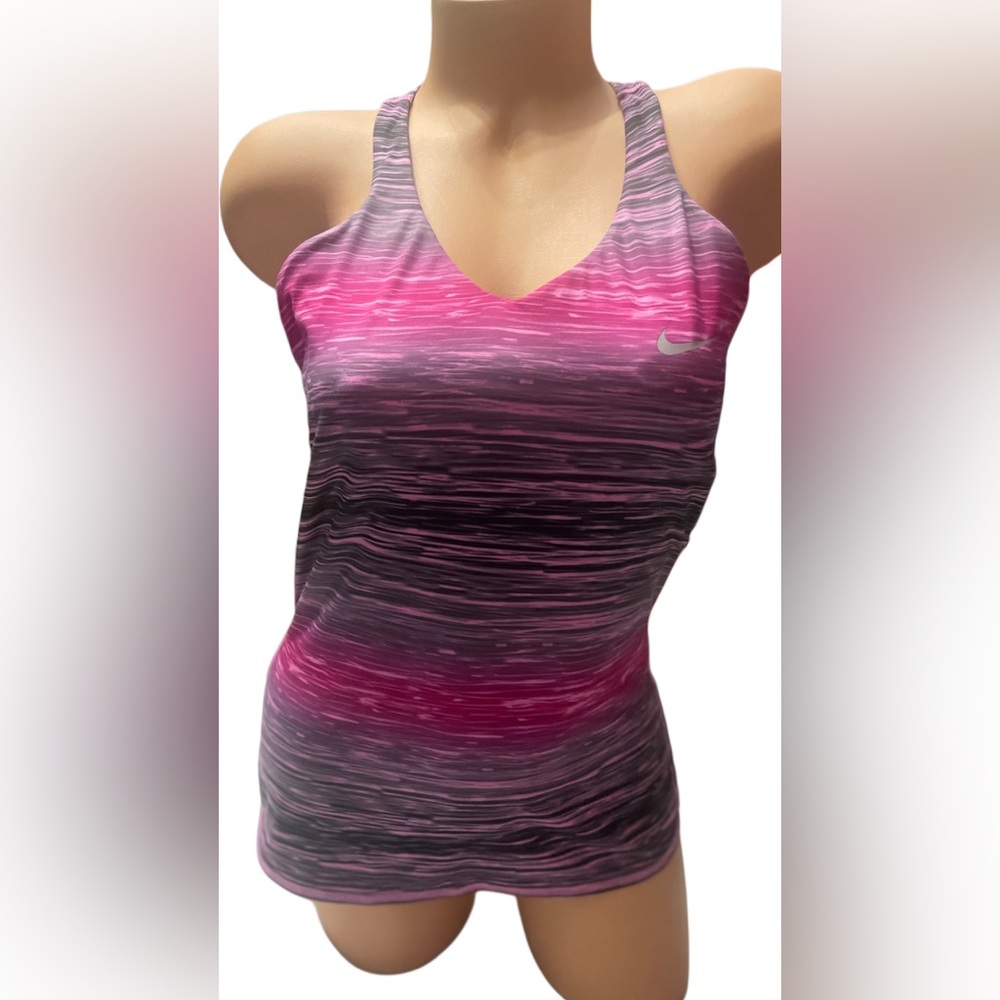 Nike Pink and Black Striped Tank Top